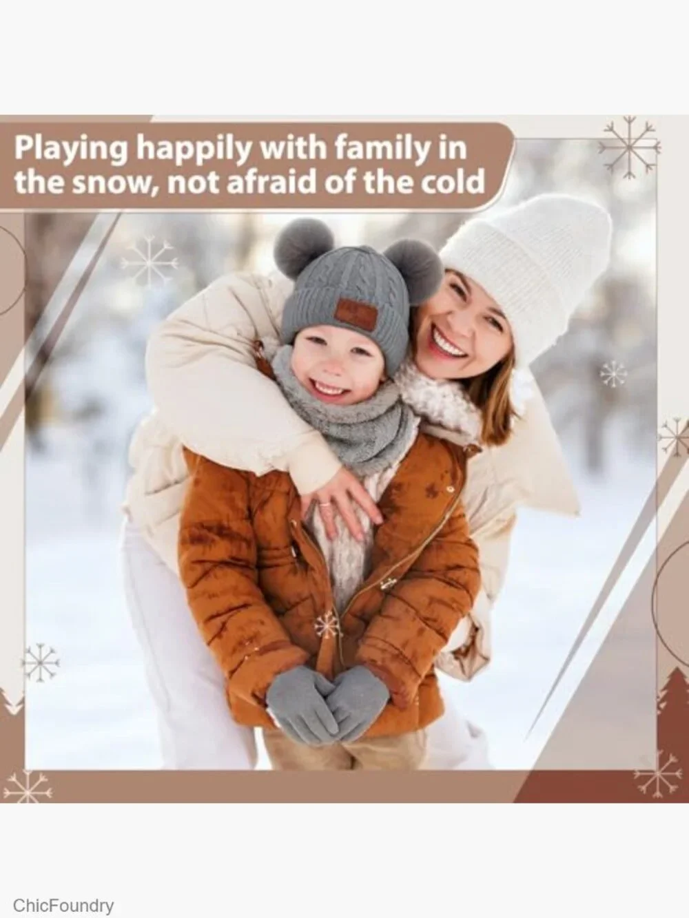 2-Piece Kids Winter Hat Scarf Gloves Set Toddler Knit Set